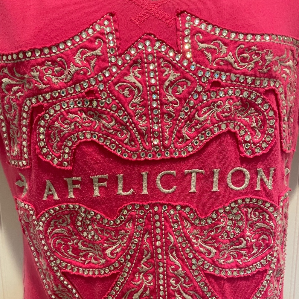 Hot pink Affliction Bling shirt size S